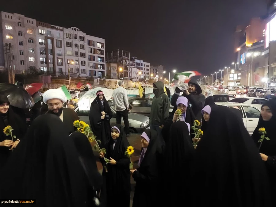 اهدای  ۵۰۰ شاخه گل آفتابگران  در بین حاضرین در تجمعات شبانه 2